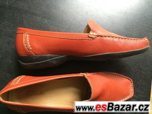 Dámské mokasíny - Oranžové barvy. Málo nošené. Značka Clarks – fotografie 3