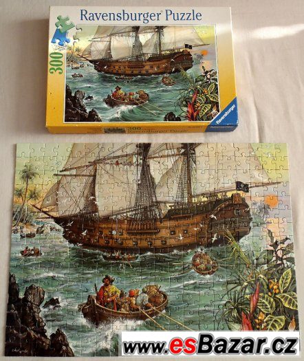 Puzzle 300 dílků Ravensburger - Pirátská loď + další puzzle – fotografie 1