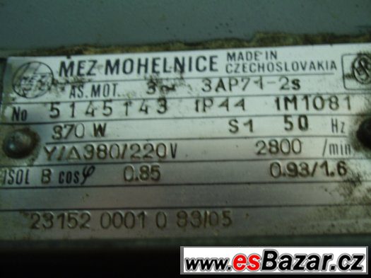 Prodám motor patkový 370W / 380V / 230V – fotografie 3