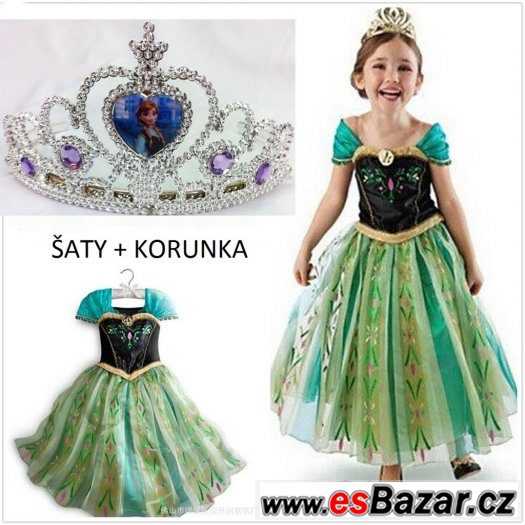 Šaty ANNA + korunka z Ledové Království - různé vel. – fotografie 1