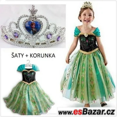Šaty ANNA + korunka z Ledové Království - různé vel.