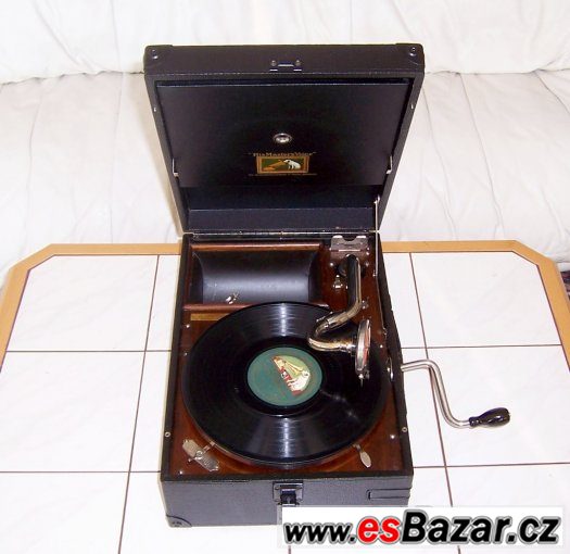 Nádherný starožitný gramofon na kliku His Master’s Voice – fotografie 1