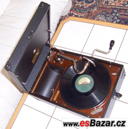 Nádherný starožitný gramofon na kliku His Master’s Voice – fotografie 2