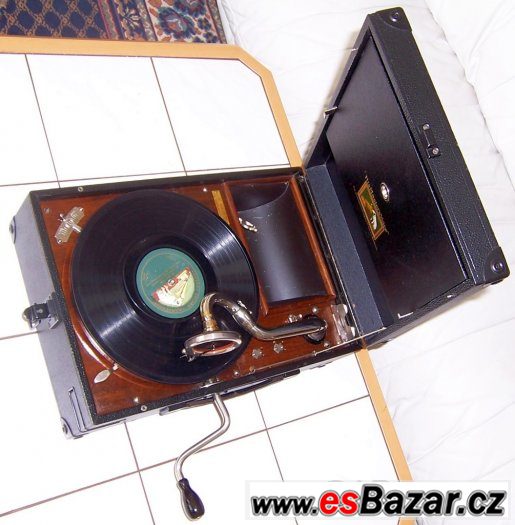 Nádherný starožitný gramofon na kliku His Master’s Voice – fotografie 3