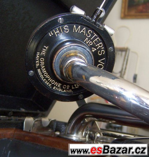 Nádherný starožitný gramofon na kliku His Master’s Voice – fotografie 4