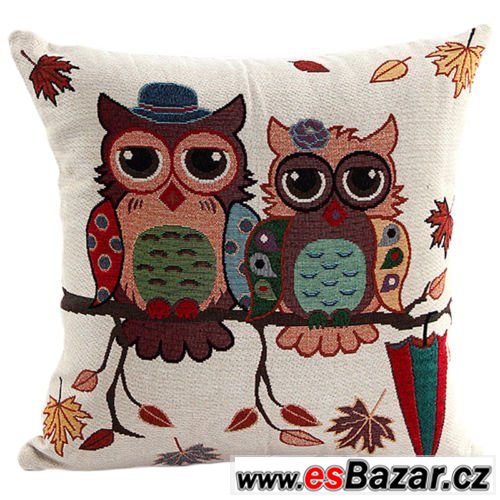 Krásné dekorativní, kvalitní povlaky na polštář - sovičky – fotografie 2