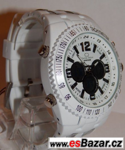 Masivní pánské sportovní hodinky quartz, digitál, white – fotografie 3