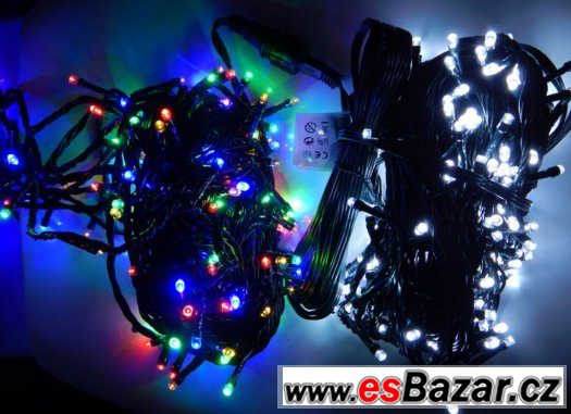 Venkovní ŘETĚZ-OSVĚTLENÍ 180 LED, 15M+5m s programy+ transfo – fotografie 1