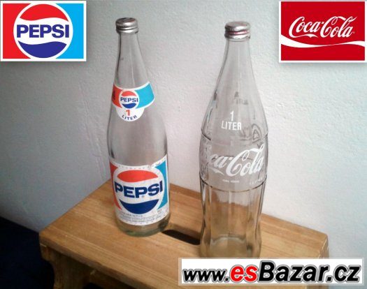 Skleněná Láhev Coca-Cola a Pepsi stáří cca 30 let – fotografie 1
