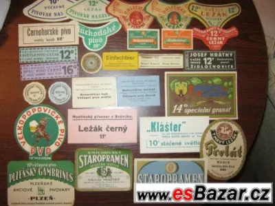 staré pivní etikety do roku 1945 - 50ks