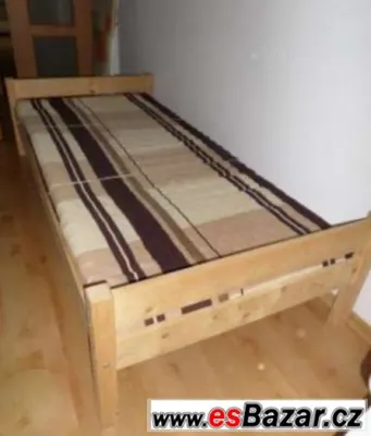 Postel z masivní borovice 90x200 vč. roštu a matrace zdarma