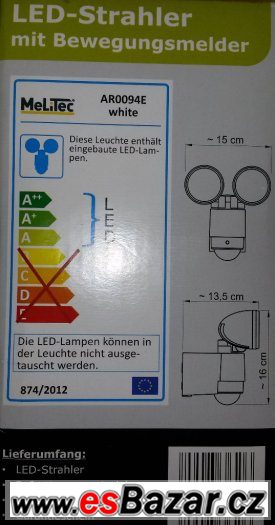 Světlo venkovní dvojité LED s čidlem pohybu,německá výroba – fotografie 2