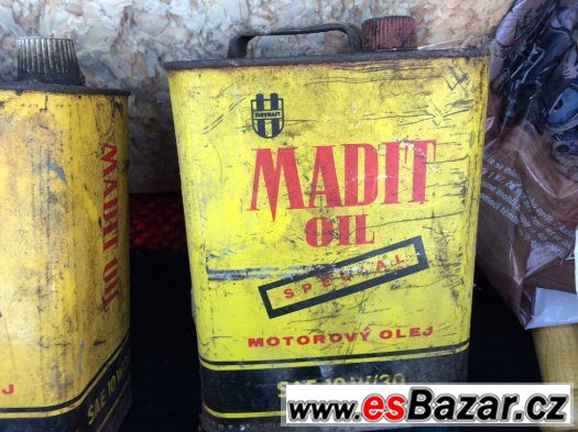 Plechovka 2x Madit Oil nálezovy stav - nečištěno, od oleje – fotografie 1