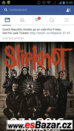 SLIPKNOT Praha 27.1.16  -  2 VSTUPENKY U PODIA – fotografie 2