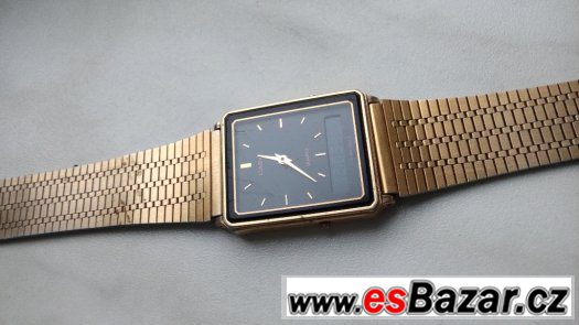casio zlaté hodinky analogové i digitální v jednom funkční – fotografie 3