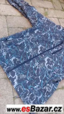 budná pánská softsheel s ornamenty  šedo modro tmavá