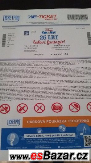 Prodám lístky na Disney ice show 2015 v Praze – fotografie 1