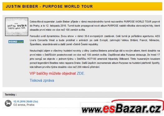 JUSTIN BIEBER - PRAHA 2016  - NEJLEPŠI CENY - UPRAVENO – fotografie 3