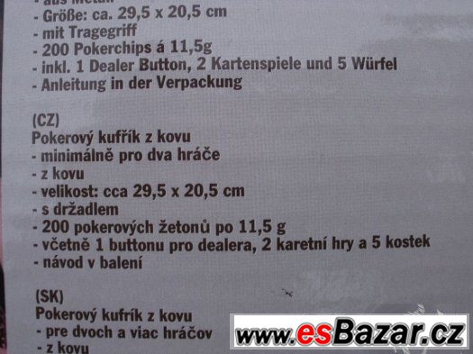 Poker sada v kufříku nová kufru hliník – fotografie 4