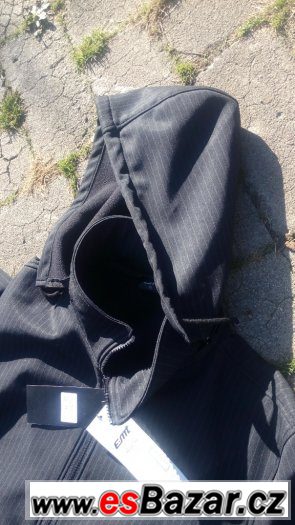pánská bunda softsheel černá s kapucí jemně světlé pruhy – fotografie 3