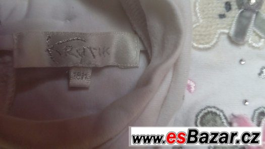 Prodám tričko 1,5 r.zn.Krytik bílé s myškami a kamínky swar. – fotografie 3