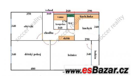 Prodej bytu 3+1, 72 m2 + lodžie, DB, Jaroměř – ul. Rybálkova – fotografie 5