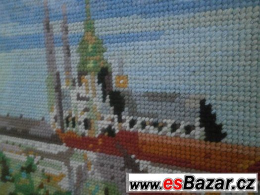 Vyšívaný obraz s motivem Pražského mostu – fotografie 2