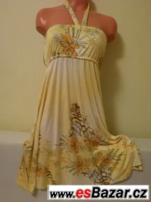 Žluté šaty/halenka/sukně s květy hippies