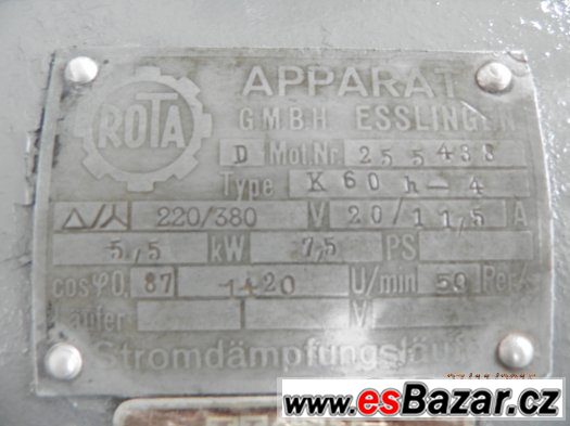 prodám elektromotor  5.5 kw , 1420 ot/min – fotografie 1