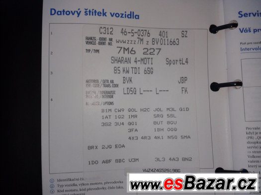 VW Sharan ,1.9 TDI  4x4;85 Kw,r.v.,2008,,kompl.serviska ČR, – fotografie 5