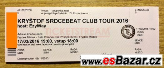 4 vstupenky Kryštof Srdcebeat Club Tour 2016 ve Frýdku-Místk – fotografie 1