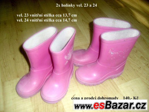 2x holínky pro dvojčata vel. 23 a 24 – fotografie 1