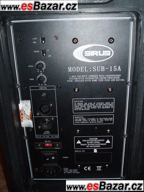 AKTIVNÍ SUBWOOFER - SIRUS SUB-15A – fotografie 3