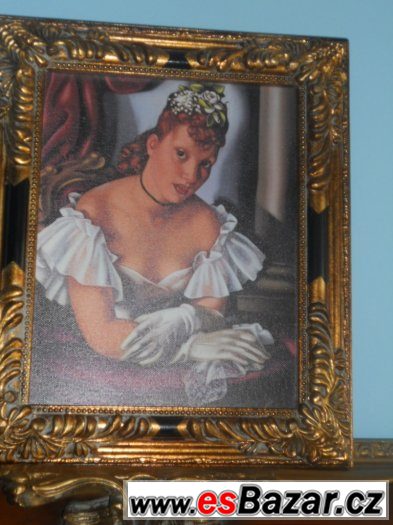 Olej na plátně-bohatě zdobený rám 310x260mm -2- reprodukce – fotografie 1