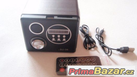 Přenosné repro MP3 rádio budík, USB, 3.5 jack vstup, SD nové – fotografie 4