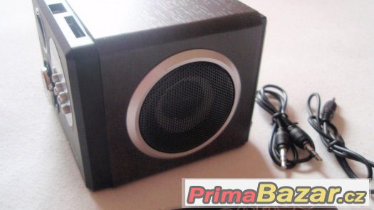Přenosné repro MP3 rádio budík, USB, 3.5 jack vstup, SD nové – fotografie 5