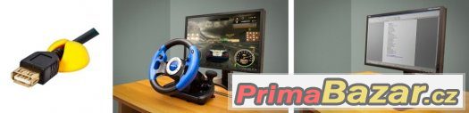 Herní volant k PC, PlayStation 3, PS2, pedály, řadicí páka – fotografie 4