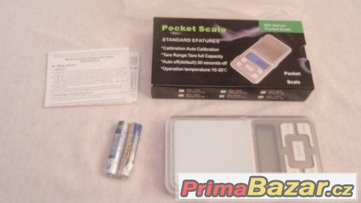 Kapesní digitalní váha přenosna 0.1g / 500g +3 baterie, nova – fotografie 1