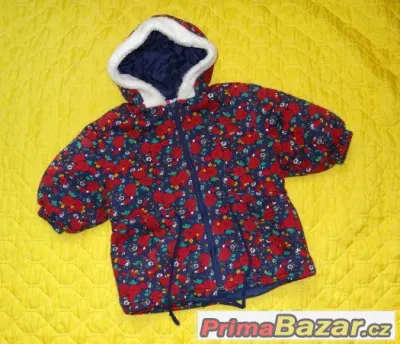 Bunda dlouhá přes zadek s kapucí pro holčičku - 92-98