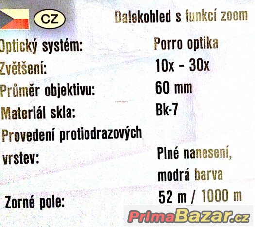 Dalekohled BRESSER ZOOM 10-30x60, kvalitní skleněná optika – fotografie 3