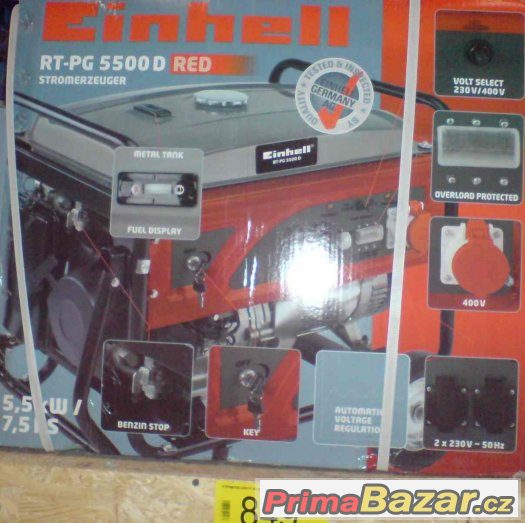 Generátor benzín, 2x220V+380V,  5,5kW, nepoužitý-velká sleva – fotografie 3