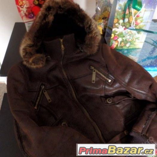 Zimní koženkavá bunda s beránkem PRSA 53cm – fotografie 1