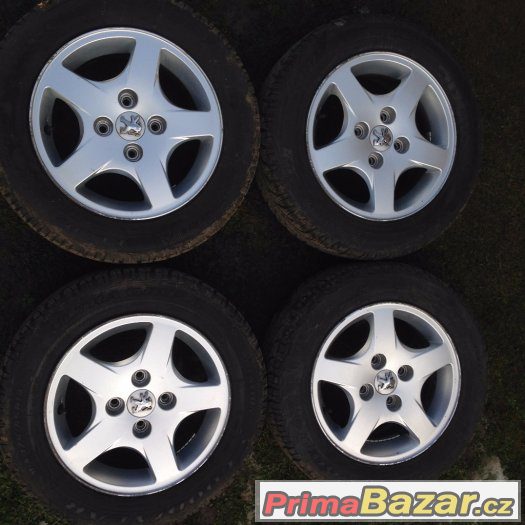 Alu disky 14" 4x108 P. 206 BBS, zimní pneu 175/65 – fotografie 1