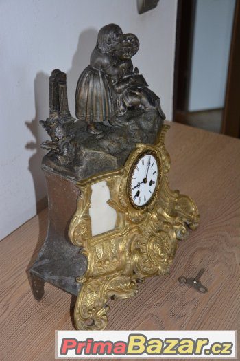 Starožitné figurální krbové hodiny Medaille De Bronze r1830 – fotografie 5