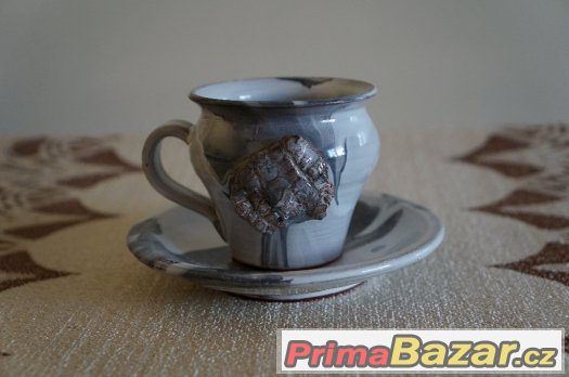 Keramický moka hrníček s podšálkem – fotografie 1