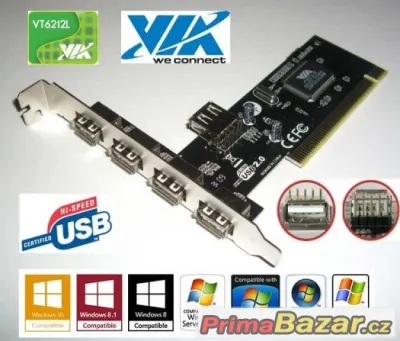 5 USB porty navíc - USB řadič se pěti sloty USB2.0