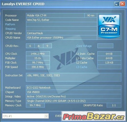 Notebook ECS G322 – fotografie 1