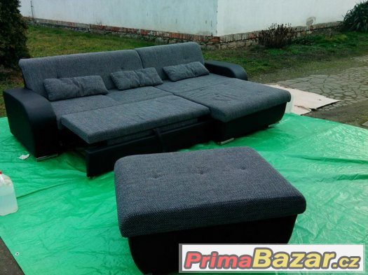 Prodám starší krásnou,rohovou,rozkládací sedačku s taburetem – fotografie 3