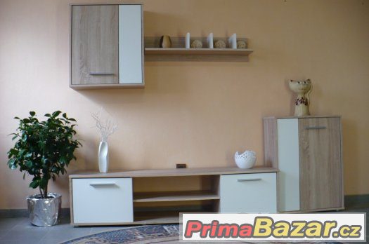NOVÁ moderní obývací stěna Zuzana dub sonoma/bílá – fotografie 1