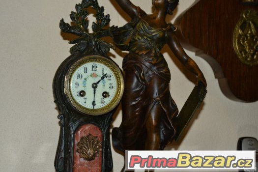KRÁSNÉ STAROŽITNÉ FRANCOUZSKÉ HODINY, BRONZ+MRAMOR – fotografie 2